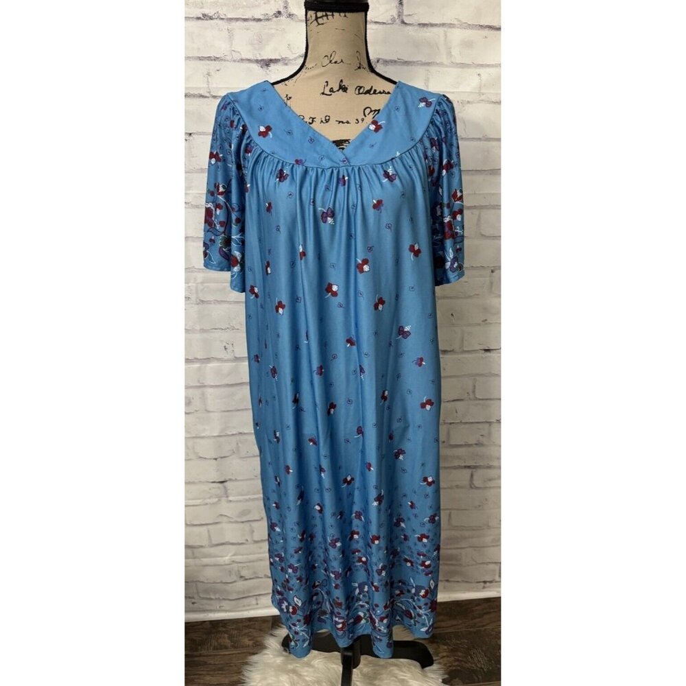 Anthony Richard’s Size Large Floral Blue Mumu House Coat Mrs Roper Loungewear